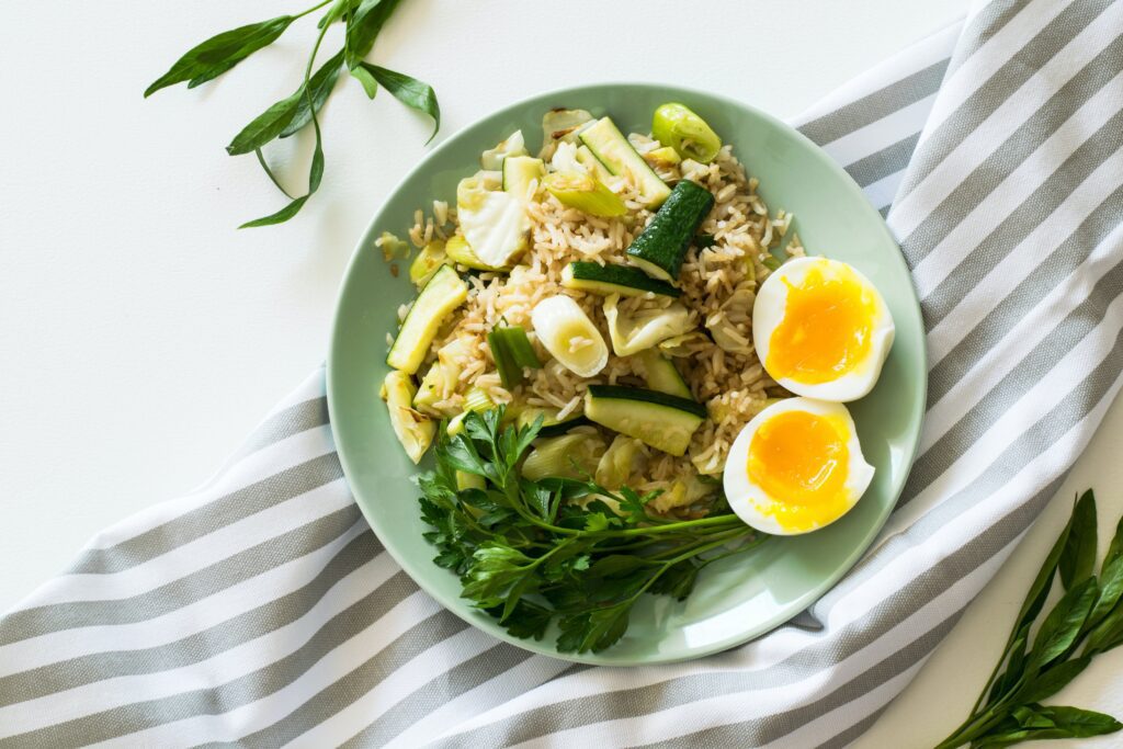 Arroz con proteína en polvo